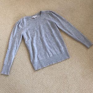 LOFT gray puffed heart sweater